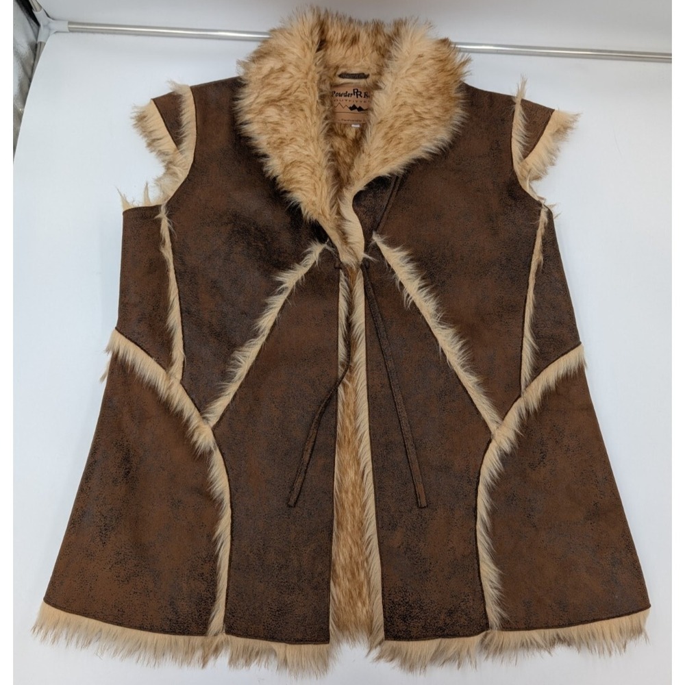 Panhandle Slim Sherpa Vest Faux Fur Lined Vegan Leather Women's Sz Large Western